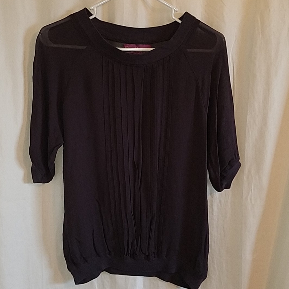 Sweet Sinammon Ladies Short Sleeve Shirt sz S Gray